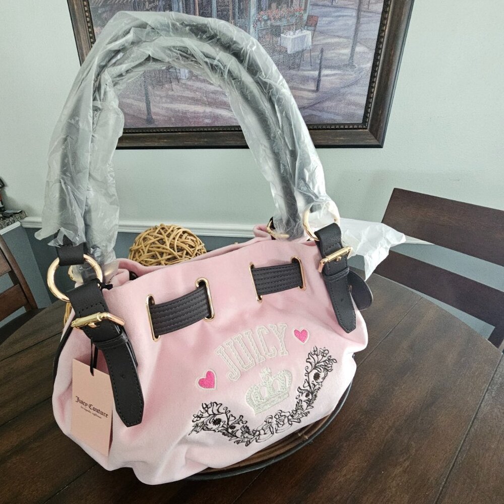 Juicy Couture Retro Chic Velour Tote Legacy Shoulder Bag NEW